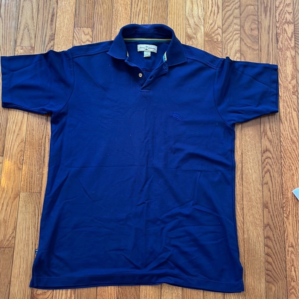 Tommy Bahama Cotton Polo‎ Shirts Men’s S Navy White Golf Casual Summer